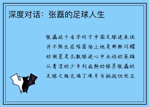 深度对话：张磊的足球人生